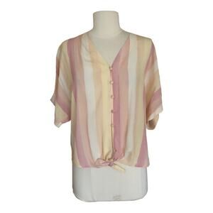 Rails NWT Women's Pacific Stripe Thea Tie Front Short Sleeve Top Size XS